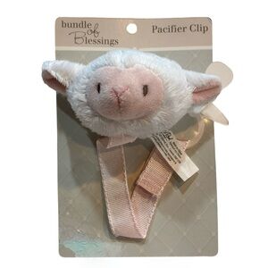 Bundle of Blessings Lamb Pacifier Clip Plush Baby Holder NWT